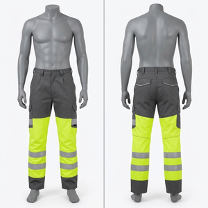 Pantalon de travail haute visibilité RICSA INTERNATIONAL pour homme, jaune et noir, en polyester, avec bandes réfléchissantes, plusieurs poches, uniforme de sécurité - Product Image 3