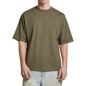 Camiseta Oversize Lisa con Lavado Ácido Estilo Vintage para Hombre, de Algodón, Ajuste Holgado, Tejido Pesado, Estilo Urbano Minimalista, Casual, con Diseño Frontal - Product Image 1