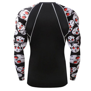 Men Long Sleeve Rash Guard <b>Skull</b> Print Compression Shirt Quick Dry Polyester Full Sleeve Sport <b>Top</b> - Product Image 3