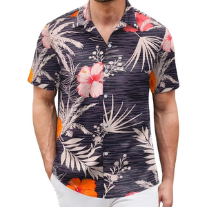 Camisas de Playa con Estampado de Flores Beige, Camisas Hawaianas de Tela de Sarga Transpirable de Secado Rápido, Corte Holgado, Camisas Casuales de Verano para Hombre - Product Image 6