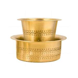 Brass <b>Coffee</b> Dabara Set with Lids Classic Design Metal Drinkware Large Capacity Eco-Friendly Outdoor & Home Use - Product Image 2