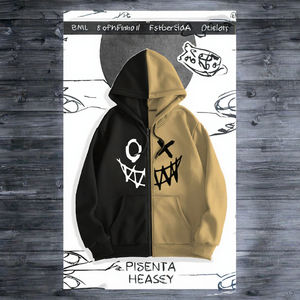 Sweat à capuche pour homme Hip Hop motif Petit Diable et Araignée, 100% Coton, Cardigan zippé, Design orné de strass, Coupe ample, Style Printemps - Product Image 2