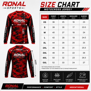 RONAL SPORTS Jersey Unisex de Manga Larga, Rojo y Negro, Camuflaje, Transpirable, Talla Grande, de Secado Rápido, para Motociclismo - Product Image 6