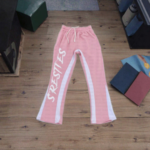 Hot Selling Lightweight Fleece Flared Sweatpants <b>Stacked</b> Track Pants Women's <b>Jogger</b> Elastic Waist Custom Puff Printing - Product Image 3