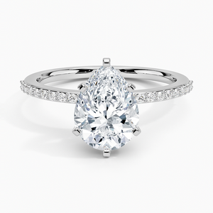 Anillo BOJ 046 con Corte Pera, Plata 925, Delicado, con Garras Compartidas y Baño de Rodio, Anillo de Boda con Moissanita de 2ct, Color D, VVS1, Certificado GRA, en Oferta - Product Image 1