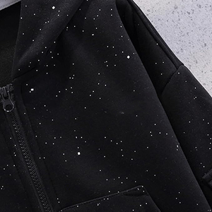 Sudadera con capucha para hombre con pedrería, estilo gótico, de algodón French Terry de 500GSM, con cremallera completa, oversize, streetwear, al por mayor - Product Image 5