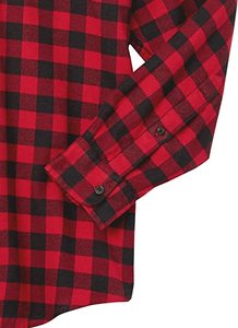 Chemises en flanelle à manches longues pour hommes, col boutonné, vente en gros d'usine 2025, chemise en flanelle décontractée en coton à carreaux rouges et noirs classiques - Product Image 2