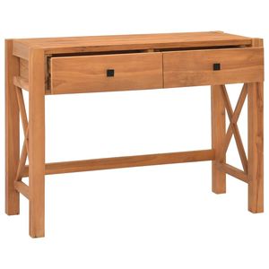 Medium Teak Wood Plywood Rectangular <b>Desk</b> <b>Console</b> <b>Tables</b> with Elegant Style - Product Image 2
