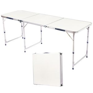 Tavolo Pieghevole in Lega di Alluminio 180 x 60 x 70 cm, Bianco, Portatile, per Esterni, Ideale per Cucina di Fattoria e Uso Esterno, in Ferro Resistente - Product Image 1
