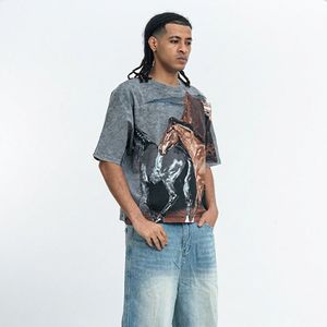 Camiseta de Manga Corta con Hombros Caídos, Estilo Urbano, 230 g/m², 100% Algodón, Cuello Redondo, Tejido de Punto, Secado Rápido, Corte Regular Vintage - Product Image 3