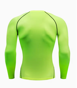 Traje Deportivo de Compresión Verde Neón para Hombre Spezia International, Spandex/Nylon, Manga Larga, Cuello Redondo, Cordón Ajustable, Secado Rápido - Product Image 2