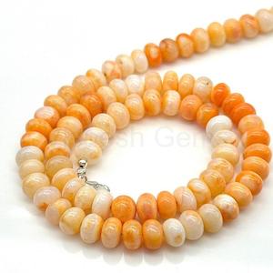 Natural Orange Opal Smooth Rondelle Beaded Choker Necklace 7x8mm Candy Opal Gemstone Necklace With 925 Sterling <b>Silver</b> Jewelry - Product Image 6