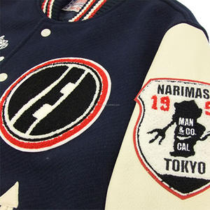 Blousons de baseball Letterman vintage universitaire unisexe avec logo personnalisé bombardiers en laine vêtements de rue d'hiver en fourrure de mouton grande taille en peau de vache - Product Image 3