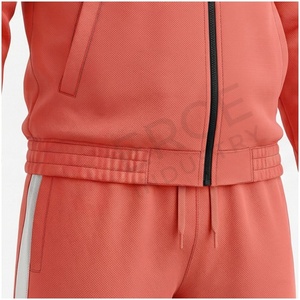 Ensemble de survêtement unisexe en corail, manches longues, col montant, fermeture éclair sur le devant, couleur unie, respirant, coupe décontractée, vêtements d'automne - Product Image 5