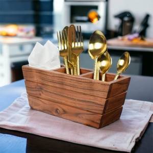 <b>Kitchen</b> <b>rack</b> organiser home dining organiser steel and wood cutlery stand compact <b>kitchen</b> storage <b>kitchen</b> clutter organiser - Product Image 2