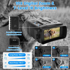 Gafas de Visión Nocturna a Todo Color 4K con Zoom 10X, Alcance de Visión de 2624 pies, 3 Pantallas, Tarjeta MMC de 64 GB, Control por Aplicación WIFI, Binoculares, Monoculares - Product Image 3