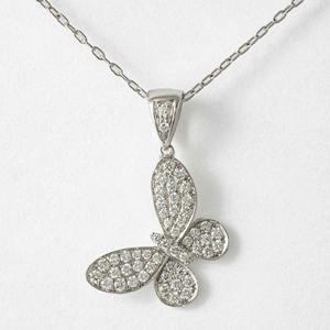 Delicado Collar con Colgante de Mariposa en Oro Blanco de 14K con Diamante Redondo de 0.50ct Cultivado en Laboratorio, Joyería Fina, Diseño Moderno - Product Image 1