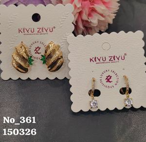 Pendientes de Acero Inoxidable Chapados en Oro con Piedra de Circonita Cúbica, Joyería de Moda Geométrica Texturizada para Mujer, Venta al por Mayor - Product Image 1