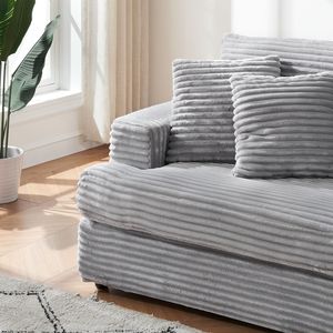 Divano da soggiorno a 3 posti in velluto a coste da 88,58 pollici, spazioso e confortevole, con 4 eleganti cuscini coordinati nei colori - Product Image 4
