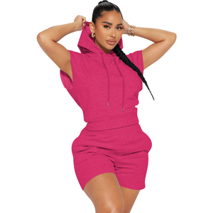 Conjunto de 2 Piezas para Mujer, Verano, Casual, Estampado Sólido, Largo hasta la Rodilla, Poliéster y Algodón, Camiseta y Pantalones Cortos, Gran Venta - Product Image 3