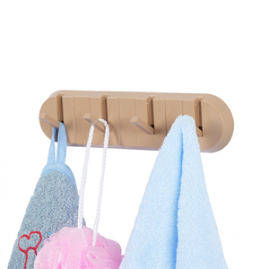 Crochets muraux en plastique blanc et marron, lot de 4, porte-manteau moderne pour salle de bain - Product Image 4