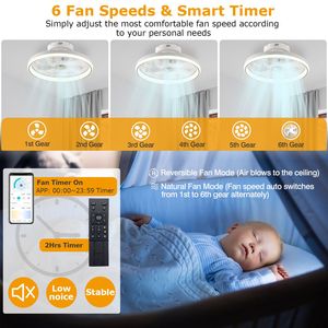 Ventilatore da Soffitto LED con Luce da 60W, Lampada a Sospensione da 19,7 Pollici, Ventilatore a 6 Velocità, Regolazione Colore Luce 3000-6500W - Product Image 4