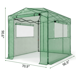Serra Pieghevole 8x6ft in Rete PE con Struttura in Ferro Verniciato Verde per Giardini - Product Image 2