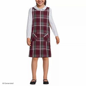 Robe sans manches à carreaux pour filles, uniforme scolaire, robe-jupe uniforme pour enfants d'école - Product Image 1