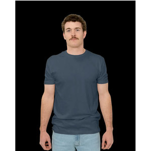 T-shirt gris à manches courtes pour homme, col rond, coupe classique, couleur unie, jersey décontracté, 100 % coton, design uni, gris chiné - Product Image 2