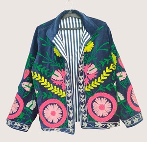 Abrigo Casual de Invierno para Mujer, Talla Grande, con Cuello Redondo, Bordado Bohemio, de Algodón Ecológico, con Patrón Floral Suzani y Manga Larga - Product Image 2