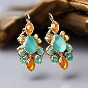 ต่างหูหยดน้ำประดับพลอยรูปทรงและขนาดต่างๆ ขนาด 5 นิ้ว |   เงินแท้ 925 ชุบทอง 18K ของขวัญสุดเพอร์เฟกต์สำหรับเธอ - Product Image 6