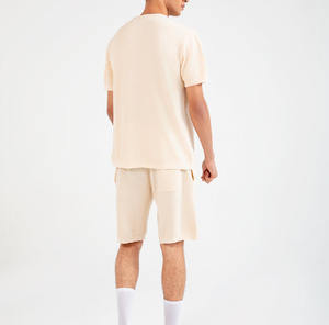Nouveau design T-shirts pour hommes à manches courtes en coton et polyester, vente en gros OEM, coupe décontractée, tricotage, col rond beige - Product Image 2