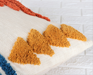 Hand Tufted Boho Ivory and <b>Orange</b> Cushion Cover Textured Handmade Decorative <b>Pillow</b> <b>Case</b> for Sofa Bedroom Living Room Home Decor - Product Image 4