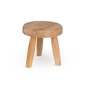 Taburete de madera de 3 patas al por mayor, precio económico, mesa auxiliar de madera maciza natural, soporte para plantas, proveedor directo de fábrica sostenible - Product Image 3