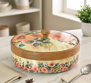 Handmade Enamel Printed Wooden Bowl <b>Spice</b> Organizer Dry Fruit and Nut Serving Bowl <b>Kitchen</b> Storage Factory Price for FBA Sellers - Product Image 4