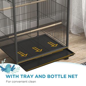 Gabbia Moderna Grande in Metallo con Supporto Grigio per Pappagalli, Agaporni, Fringuelli - Gabbia Versatile per Allevamento Animali Domestici da Esterno - Product Image 6