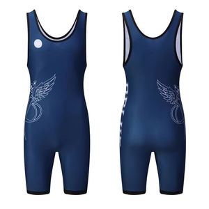 Men's Blue Wrestling Singlet Deep V Neck X-strap Sleeveless Heat-Transfer Printed Spandex Fitted Moisture Wicking Adult All - Product Image 1