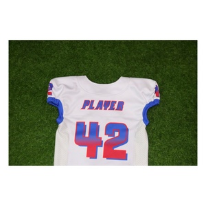 Maillot de football américain blanc et rouge personnalisé, uniforme sportif d'équipe, vêtements de performance, manches courtes, séchage rapide - Product Image 4