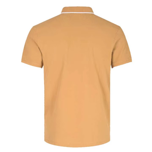 Polo en Oxford à manches courtes jaune moutarde pour homme avec poche, style décontracté, coupe classique, tissé, couleur unie - Product Image 2
