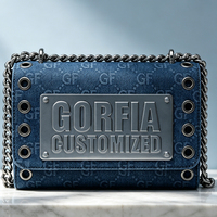 Zwarte denim waterdichte schoudertas voor dames, grote metalen plaat, oogje-kettingband, boxy crossbody tas, zomer winter dagelijks gebruik