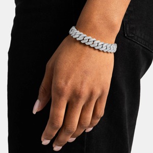 Pulsera de tenis para hombre de plata de ley 925 personalizada, con moissanita Quban, diseño de halo y racimo, estilo hiphop, con incrustaciones de circonitas, chapada en oro certificado - Product Image 6