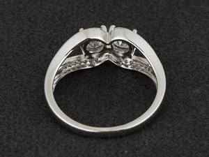 Anillo de boda de moissanita con 2 piedras, corte redondo, plata de ley, anillo de declaración simulado para mujer - Product Image 4