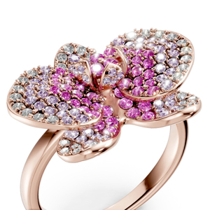 Rose <b>Gold</b> Flower <b>Cocktail</b> <b>Ring</b> With Pink Crystal Pave Setting Women's Romantic Jewelry - Product Image 4