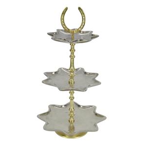 Christmas Decoration Silver Star Trays Fruits Candies Cupcake Display Dishes & Plates <b>3</b> <b>Tier</b> Luxury <b>Cake</b> <b>Stand</b> Horse Shoe Style - Product Image 1