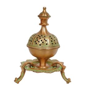 Quemador de Incienso y Dhoop Dani Metálico Tradicional Hecho a Mano en India, Decorativo para Puja y Aromatización del Hogar - Product Image 2
