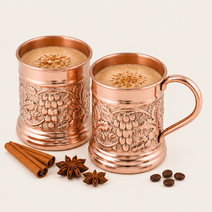 Handcrafted Pure Copper Mug with Embossed Grape Vines Design Eco-Friendly Antique Finish <b>Drinkware</b> for Beer Cocktails - Product Image 4