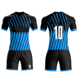 Ensemble de maillot de football rayé noir et jaune pour hommes, col en V, manches courtes, uniforme de football respirant, vêtements de sport pour équipe adulte - Product Image 6