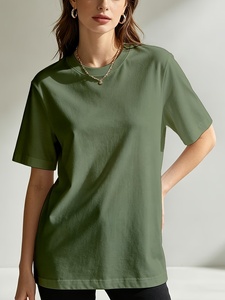 Custom Design Women Streetwear T-Shirts Short Sleeve Multi Color Trendy Soft Eco-Friendly Breathable Solid Color All Seasons - Product Image 1