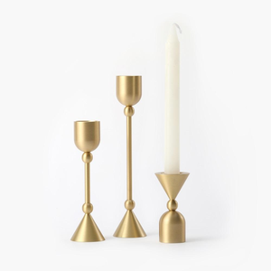 Design unique, 3 pièces, porte-bougie en métal doré de style européen, support de bougie de table, chandelier de mariage, porte-bougie pour bougies piliers - Product Image 2