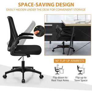 Sedia da Ufficio Ergonomica Girevole in Rete con Poggiatesta Regolabile, Schienale Pieghevole e Braccioli Ribaltabili per Uso Domestico e Direzionale - Product Image 2